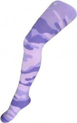 Baumwoll-Kinderstrumpfhose mit Camouflage-Muster in Hellrosa‑Violett