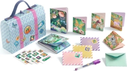 Briefkoffer für Kinder Djeco – blaues Set mit Aufklebern und Schreibwaren
