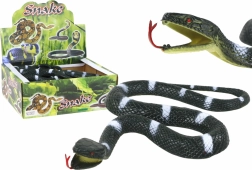 Künstliche Gummischlange schwarz mit weißen Streifen