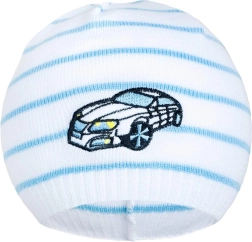 Frühlingsmütze New Baby mit Auto weiß-blau 104 (3–4 Jahre)