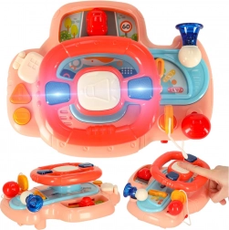 Interaktives rosa Kinderlenkrad für den Kinderwagen mit Geräuschen und Lichtern