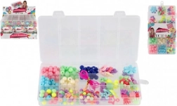 Set bunter Kunststoffperlen mit Schnur in praktischem Organizer