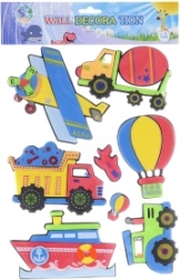 Wandaufkleber aus Schaum – Verkehrsmittel (Set mit 8 Stück)