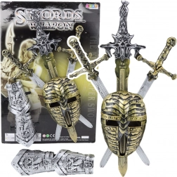 Rittersatz mit Maske und Schwertern