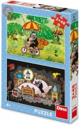 Puzzle DINO KRTEČEK (Der kleine Maulwurf) – Ein Tag mit dem Maulwurf, 2×48 Teile