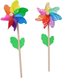 Windmühle 14 cm mit Holzstäbchen, 3 Arten