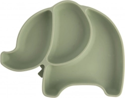 Geteilter Silikonteller für Kinder, Elefant, grün 23,5 × 19 × 3,5 cm