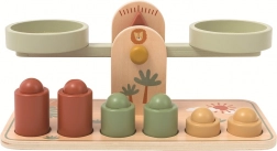 Holz-Kinderschalenwaage in Pastellfarben, inspiriert von Montessori