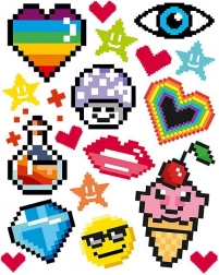 Aufbügelbilder Pixelmotive – 2 große Bögen