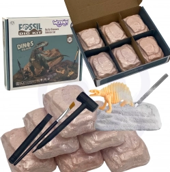WOOPIE Ausgrabungsset 6-in-1 Dinosaurierskelette für kleine Archäologen