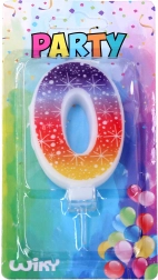 Partykerze mit der Zahl 0 und Sternen