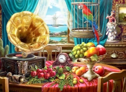 Puzzle Stillleben mit Obst und Grammophon 1000 Teile