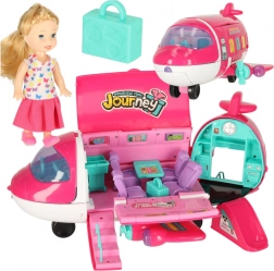 Rosa Puppenflugzeug 2-in-1 mit Zubehör