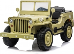 Elektrisches Militärfahrzeug Jeep Willys für 3 Kinder mit Fernbedienung 12V – Hellgrün