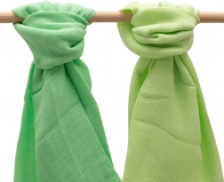 Baumwoll-Musselinwindeln NEW BABY 70 × 80 cm – Set mit 2 Stk., hell- und dunkelgrün