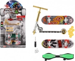 Set aus Finger-Skateboards und -Scooter mit Schraubzubehör