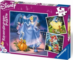 Ravensburger Puzzle Disney Prinzessinnen Schneewittchen, Cinderella und Arielle 3×49 Teile