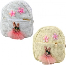 Kinder-Rucksack mit Stickerei Häschen im Kleid Blumen