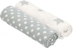 Mull-Tetra-Badetuch NEW BABY Softy 90 × 110 cm, 2 Stk., grau-weiß