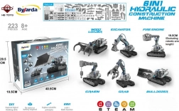6-in-1 Bauset für Baumaschinen mit wasserhydraulischem Antrieb, 223 Teile, für Kinder ab 8 Jahren