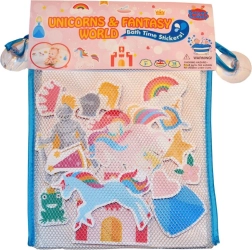 Schaumbad-Aufkleber Einhörner mit Aufbewahrungsnetz