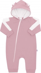 Baby-Sweatoverall mit Kapuze und Öhrchen, rosa