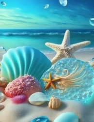 Diamant-Malerei Seestern und Muscheln 30 × 40 cm