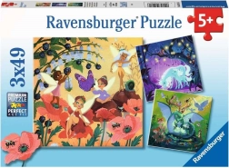 Ravensburger Puzzle Feen, Drache und Einhorn – 3×49 Teile