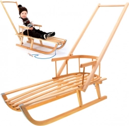 Hölzerne Schlitten mit Rückenlehne für Kinder