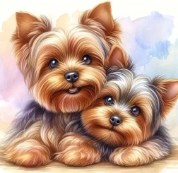 Diamantmalerei Zwei Yorkshire Terrier 30 × 40 cm