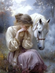 Diamantmalerei Mädchen mit Pferd 30 × 40 cm