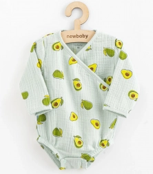 Musselin-Babybody mit seitlicher Bindung New Baby Avocado