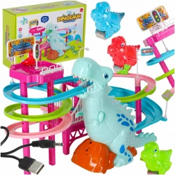 Dinosaurier-Rennbahn mit Rutsche, beweglichen Stufen, LED und Sound