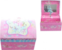 Rosa Spieluhr-Schmuckkästchen mit Einhorn und Ballerina