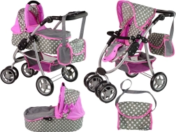 Kinderwagen mit Gondel und Tasche Rosa mit Sternen