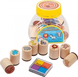 Goki Set 8 Holzstempel mit Tinte