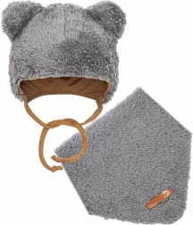 Winterliches Baby-Set aus Mütze und Halstuch New Baby Teddy Bear grau
