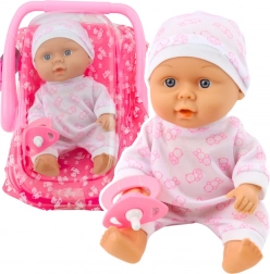Puppe Baby mit Trage, Schlafanzug, Mütze, Schnuller Rosa