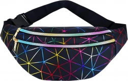 Unisex-Gürteltasche mit holografischem geometrischem Muster, 3 Taschen, verstellbarer Riemen
