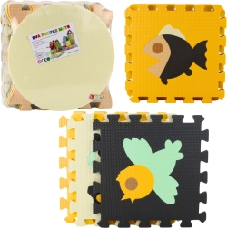 Weiche edukative EVA-Schaum-Puzzlematte mit Tieren, braun, 16 Teile