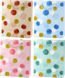 Pastellfarbene Geschenktasche mit goldenen Punkten