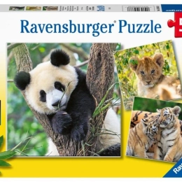 Panda, Tiger und Löwe 3×49 Teile