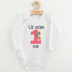 Babybody mit Aufdruck Ich bin schon 1 Jahr alt – rosa