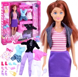 Anlily Fashion Puppe mit Outfits, Schuhen und Accessoires