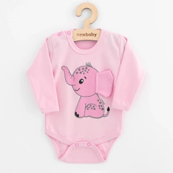 Babybody mit langen Ärmeln NEW BABY Happy Elephant rosa 86 (12–18 Monate)