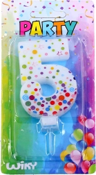 Party-Kerze Zahl 5 mit Punkten