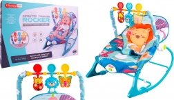 Liege- und Schaukelstuhl mit Vibrationen, blauer Löwe