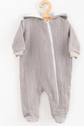 Baby-Musselin-Overall mit Kapuze grau NEW BABY Comfort Clothes