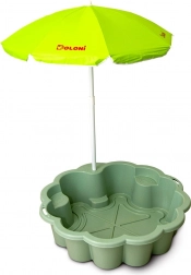 Sandkasten Blume EKO grün mit Sonnenschirm