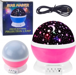 Drehbare LED-Lampe und Sternenprojektor 360° – rosa